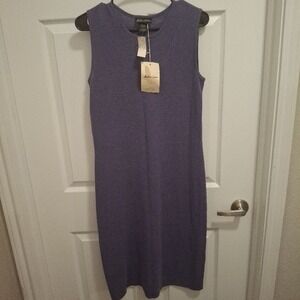 NWT Barbara Lesser Large Purple Sleeveless Tank Knit Midi‎ Dress $237